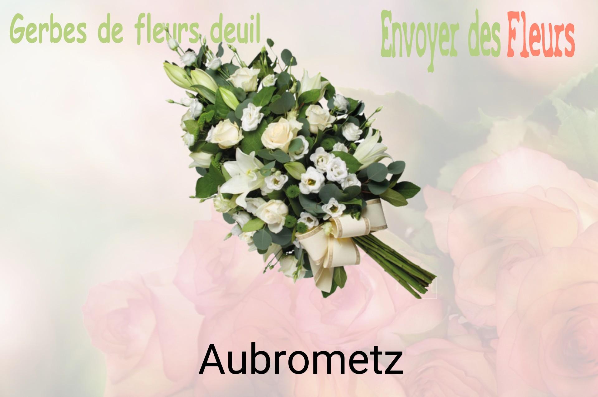 Gerbe de fleurs de deuil livrée à Aubrometz